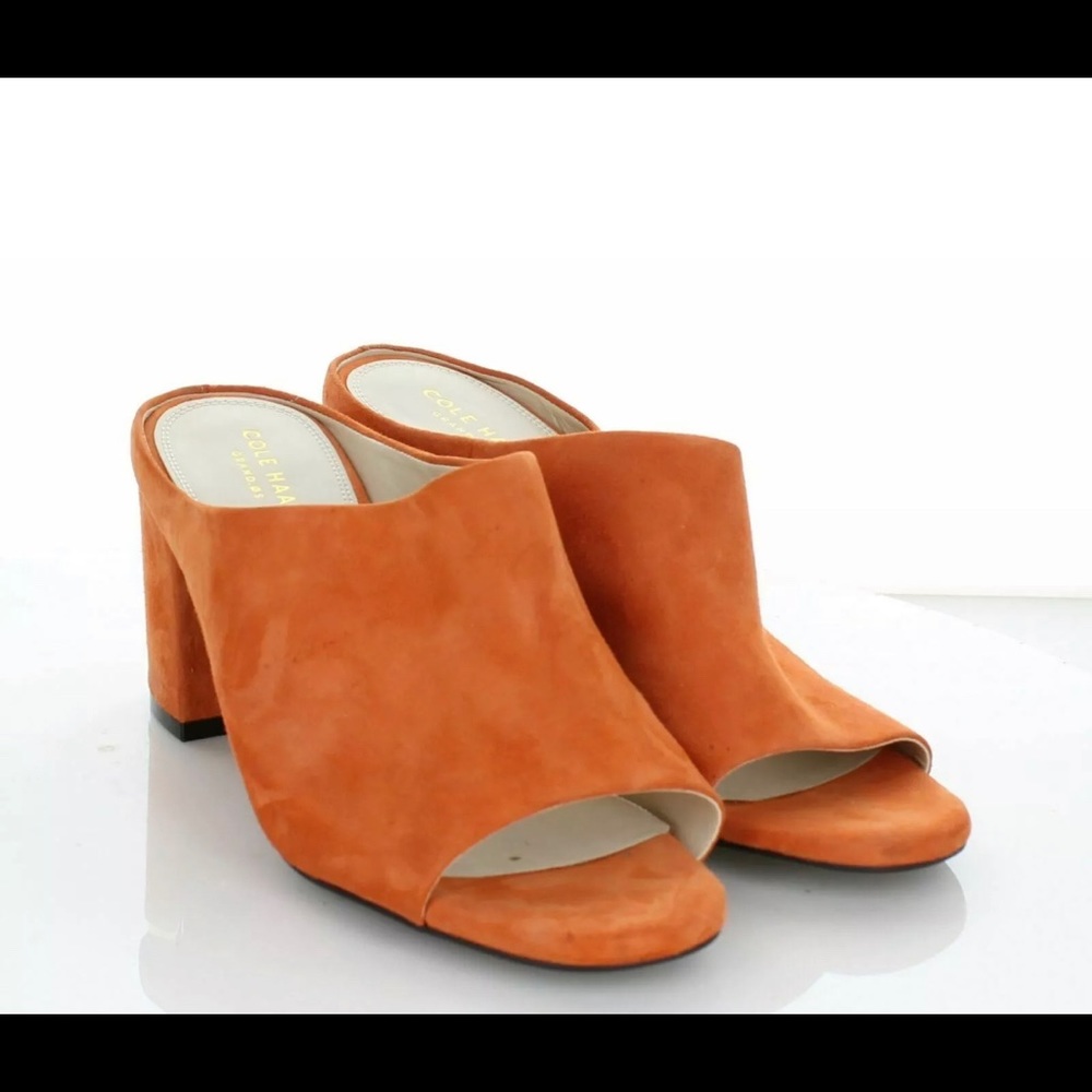 New Cole Haan Laree Koi suede block heel mules 8.5